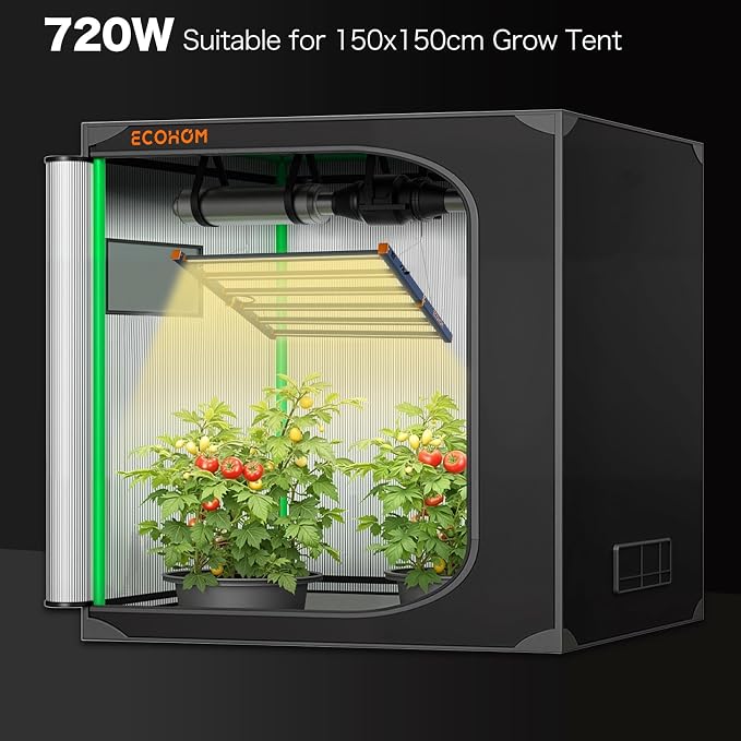 ECOHOM 720W Full Spectrum LED Grow Light, Pro Bar Style Daisy Chain Lights, for 5x5ft Grow Tent, Dimmable, Foldable & Hanging Growing Lamp for Indoor Plants Seedlings, Veg and Bloom