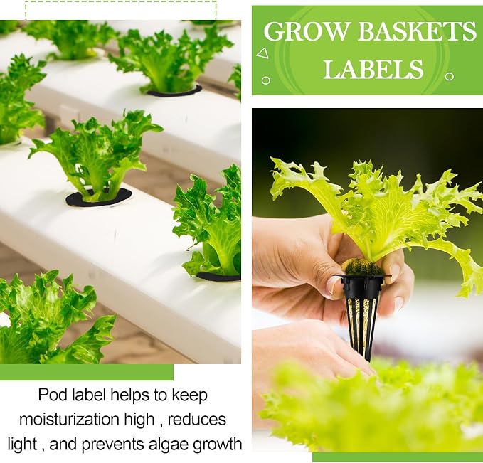 Cunhill 100 Pcs Hydroponic Grow Baskets and Seed Pod Label, 0.5 Inch, Black | 0.5 Inch Grow Baskets,50 Hydroponic Grow Baskets & 50 Labels,Compatible with Hydroponic Growing System