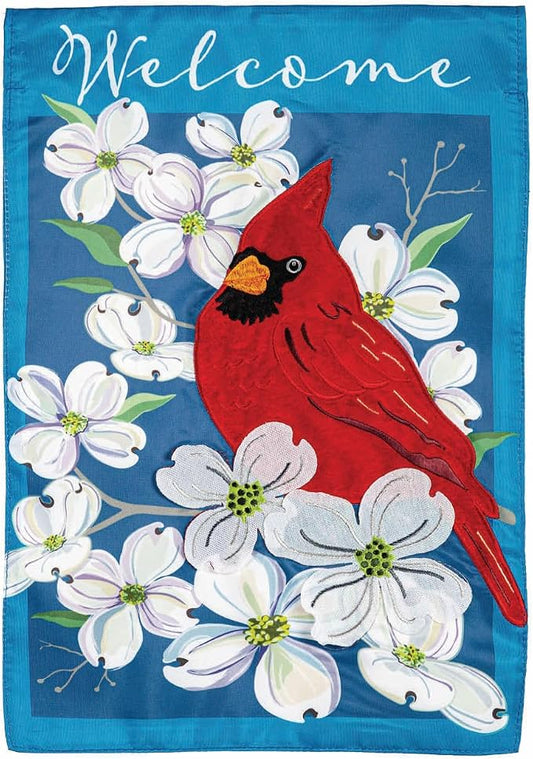 Evergreen Flag Spring Dogwood Cardinal Applique Garden 12x18 double sided | Small Garden Flags For Outside | Welcome Spring Flag Décor for Yards and Gardens