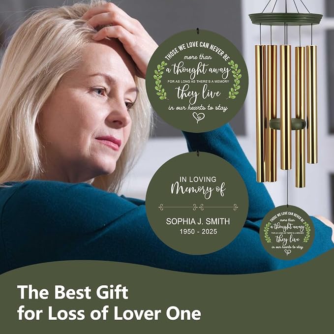 ASTARIN Memorial Wind Chimes for Loss of Loved One/Mother Personalized, Bereavement Wind Chimes Gift for Funeral, Indoor/Outdoor Windchime 30/36 inch(Produced in Texas)
