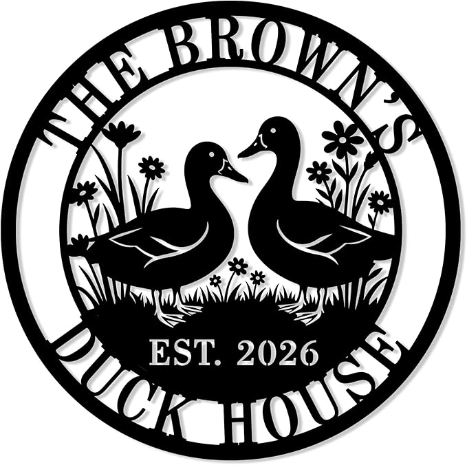 Custom Duck Farm Sign Personalized Duck Metal Wall Art, Farmhouse Duck Decor, Duck Coop Sign, Duck Couple Metal Sign, Quack Shack Farm Sign, Custom Farm Name Sign