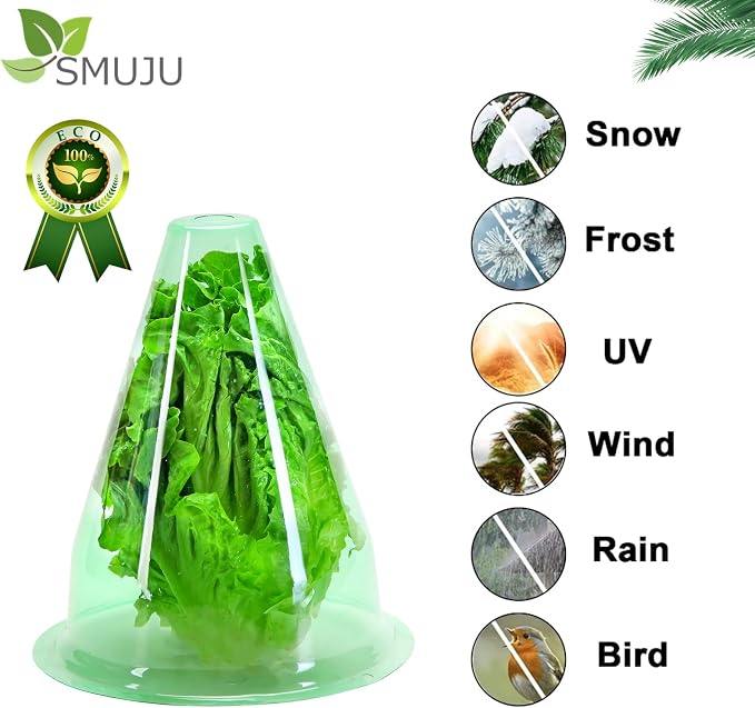 【36 Pieces】Garden Cloches for Plants, Multifunctional Plant Cover Plant Protectors Transparent Bell Jar Cloche Protection Plants from Birds, Animals, Frost, Freeze Weather,7.8" D x 9.4" H, Green