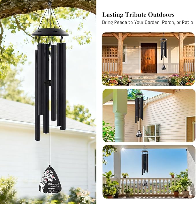 Sympathy Wind Chimes for Loss of Loved One,32" Cardinal Memorial Wind Chimes for Outside, in Memory of Father Mother Husband Grandma, Bereavement Sympathy Funeral Gift for Patio Garden