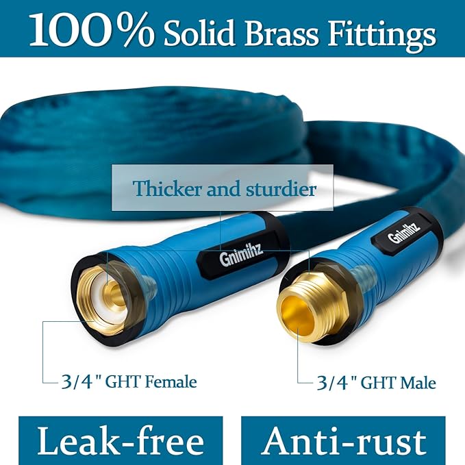 Garden Hose 25 ft, Made of TPE (BetterThan PVC/Hybrid Polymer), Lightweight yet Durable Water Hose with Ergonomic Grip, Drinking Water Safe Material, All-Weather, 3/4" GHT Fittings