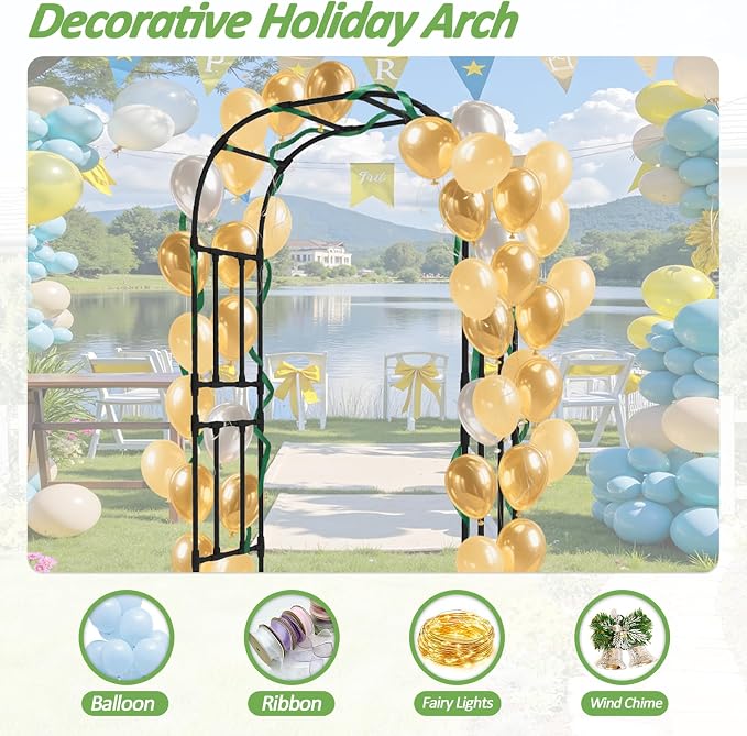 Thickened Metal Garden Arch-59(L)*94.5"(H),Garden Trellis for Climbing Plants Outdoor, Heavy Duty Rust-Proof Iron Arbor Archway for Backyard, Patio, Lawn and Wedding Decorations(20MM Pipe)