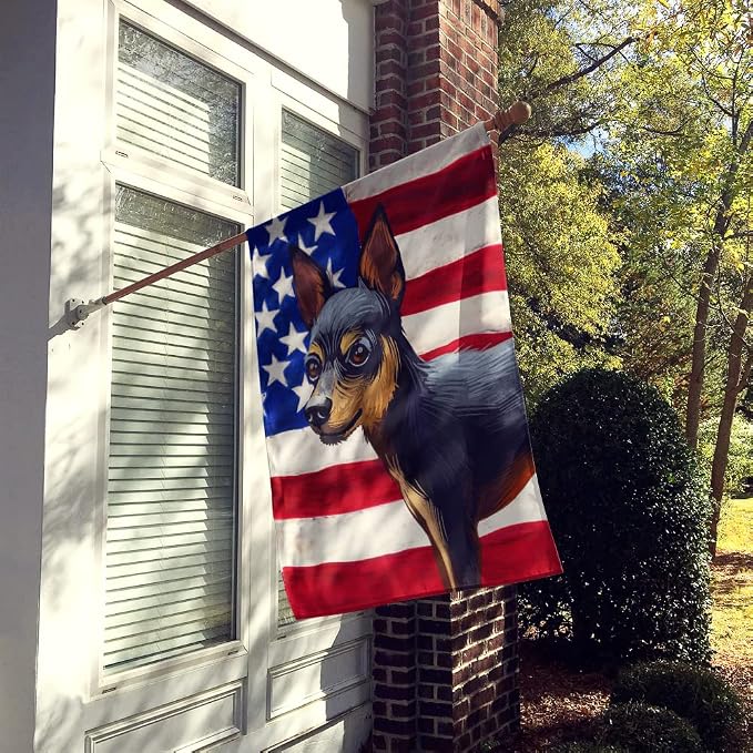 Caroline's Treasures CK6663CHF Prague Ratter Dog American Flag House Flag Large Porch Sleeve Pole Decorative Outside Yard Banner Artwork Wall Hanging, Polyester, House Size, Multicolor