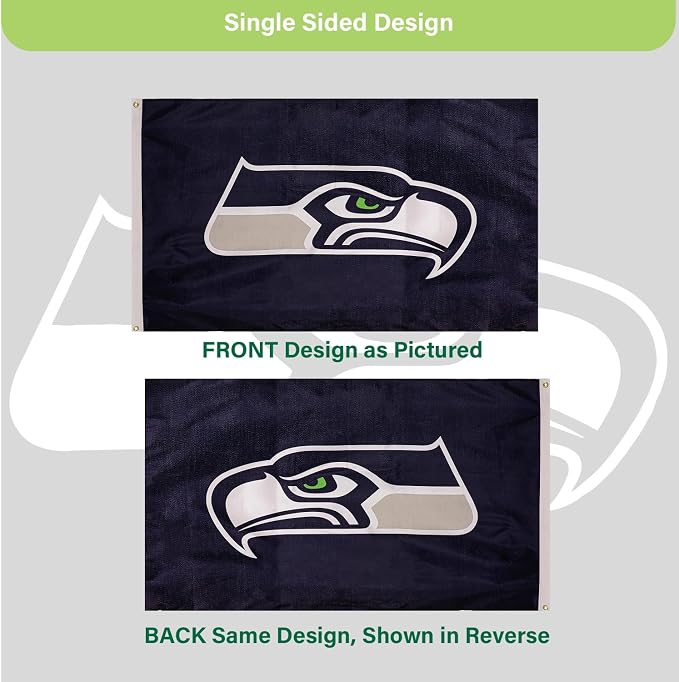Team Sports America NFL Seattle Seahawks 3 x 5 Outdoor Durable Flag with Grommets | Heavy Duty Flag & Banner for Outdoor Garden Patio | Indoor Wall Decor Flag | Works with Flag Poles for House