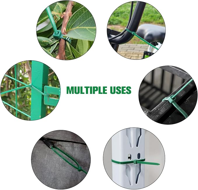 Zip Ties Assorted Sizes(4”+6”+8”+12”), 400 Pack, Green Cable Ties,Multi-Purpose Self-Locking Nylon Cable Cord Management,Plastic Wire Ties for indoor and outdoor use.