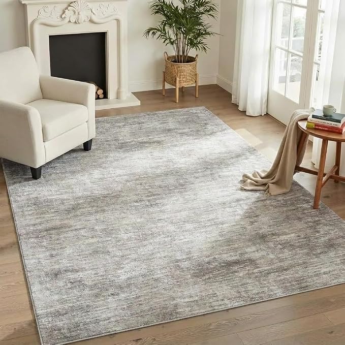 Garvee Solid Color Rugs for Living Room 4x6 Area Rugs for Bedroom, Camel | Contemporary Washable Non Slip Backing Non Shedding Low Pile Foldable Ultra Soft Rug for Dining Room Kids Room