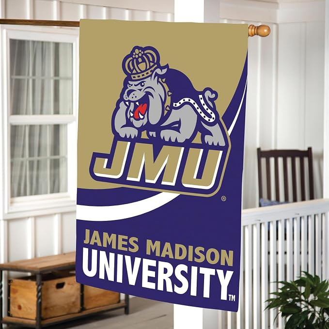 Team Sports America NCAA James Madison University House Flag, 28 x 44, Double Sided Garden Flags for Outside, Outdoor College Flags & Banners for Garden Patio, Indoor Wall Decor Flag for Room