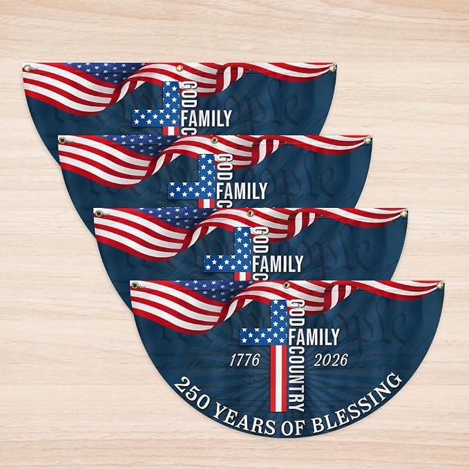 American Flag-Patriotic American Flag, 250 Years of Blessing God 1776 2026 Fan Flag, 1.5x3 ft, 4 Pack-USA Premium Polyester