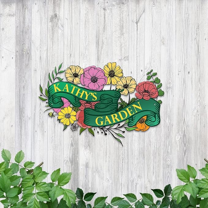 MeMate Custom Metal Garden Plaque - Female, Mom & Grandma Personalized Sign, Rustic Decor for She Shed & Housewarming Gifts