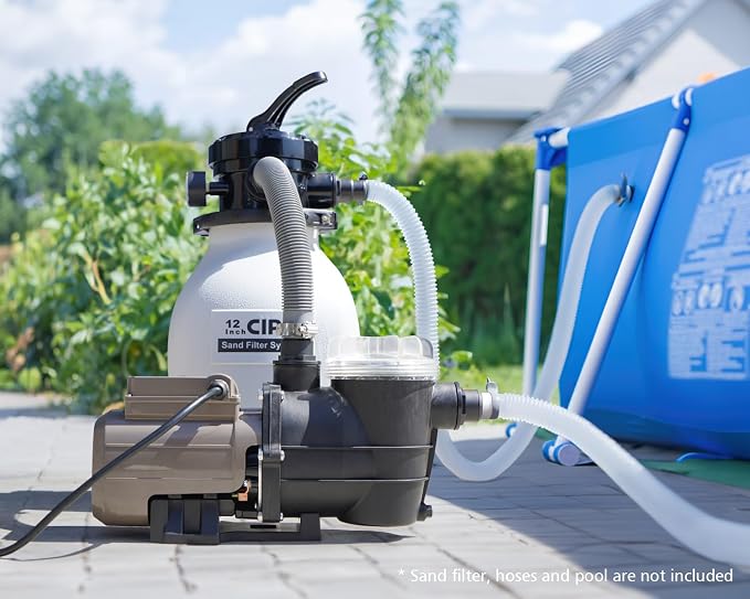 CIPU 0.35HP Pool Pump with Timer 2700GPH 115V Powerful Self Priming Above Ground Swimming Pool Pump with Filter Basket Low Noise for Pools Hot Tub Spa Water Circulation