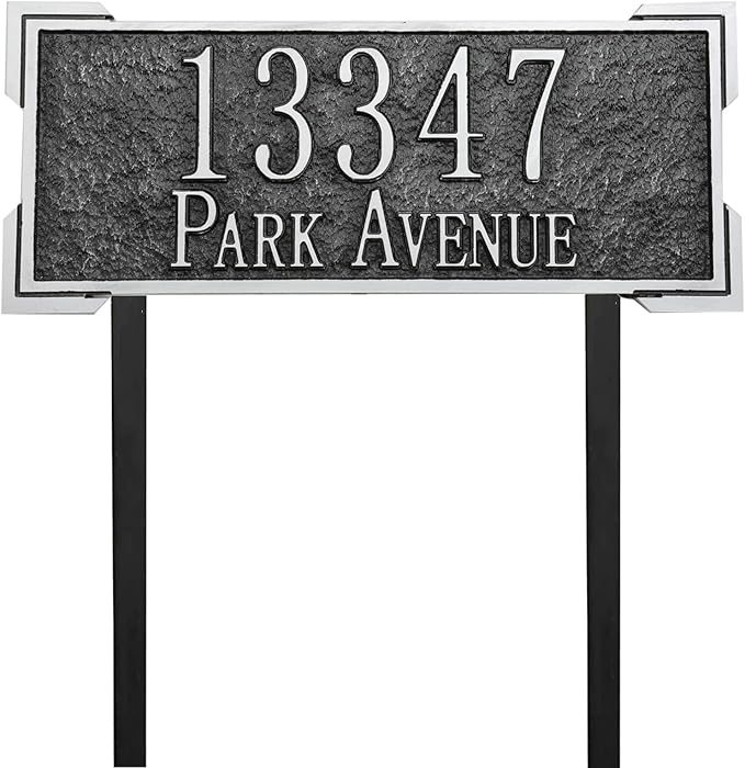Address Sign Lawn Mounted - Custom House Number Plaque Sign,House Address Numbers for Outside House,Yard,Garden,Grass,Ground,Drive Way,Lawn, 4 Colors,12''x 5''