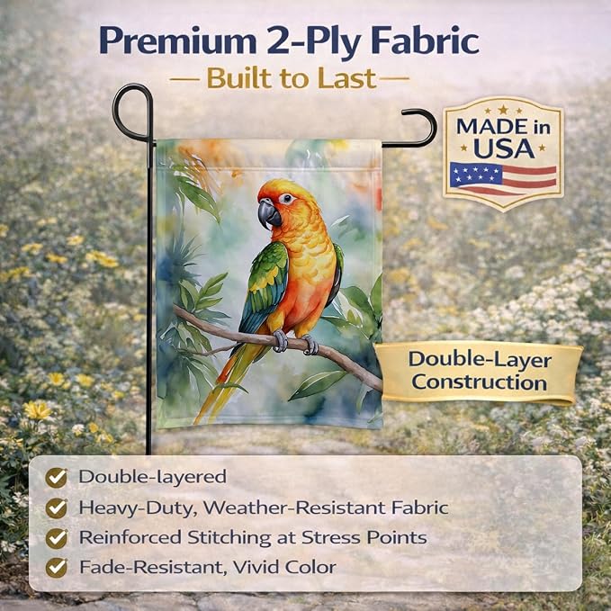 Caroline's Treasures Sun Conure Garden Flag Mailbox Flag Decorative Yard Flag Banner Outside Patio Artwork Yard Flower Beds, Garden Size, Multicolor