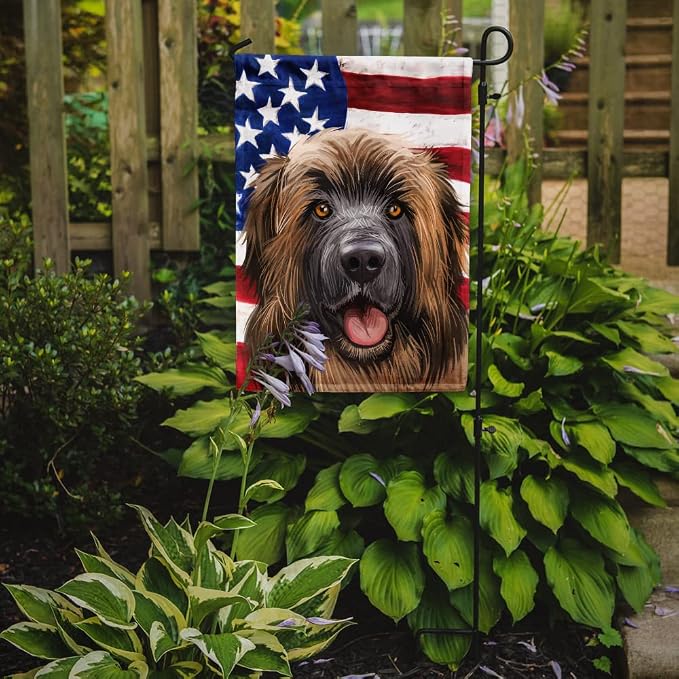 Caroline's Treasures CK6606GF Leonberger American Flag Garden Flag Mailbox Flag Decorative Yard Flag Banner Outside Patio Artwork Yard Flower Beds, Garden Size, Multicolor
