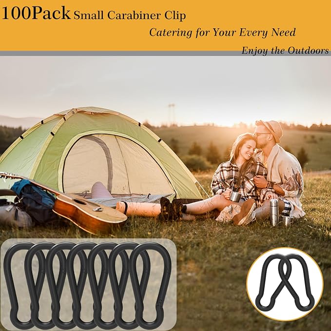 Heavy-Duty Carabiner Clip 1.57"–5.5", Black/Silver Spring Snap Hook, Quick Link Keychain Clip for Keys, Swing Set, Camping, Fishing, Hiking & Traveling (120–1350 lbs)