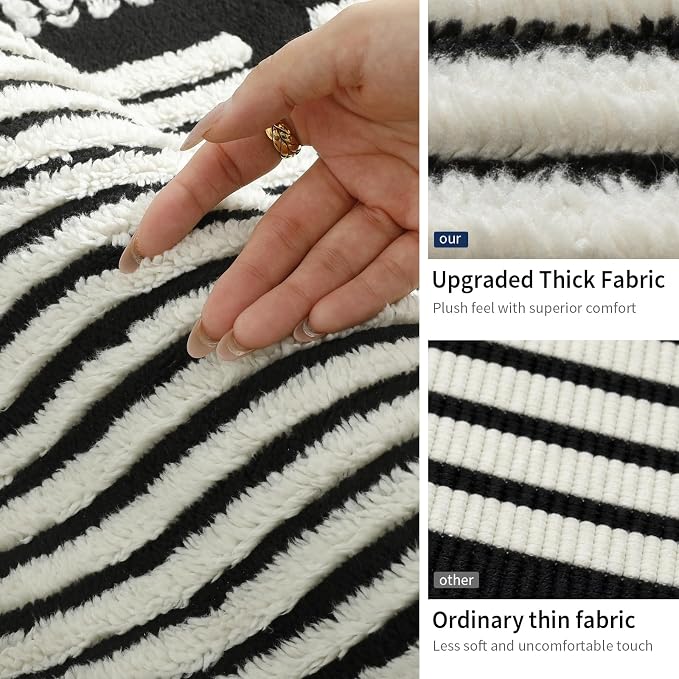 5x7 Black and White Area Rug, Washable Non Slip Living Room Carpet | Stain-resistant Low-pile Black and White Geometric Rug, Abstract Patchwork Carpet for Living Room Bedroom and Dining Room