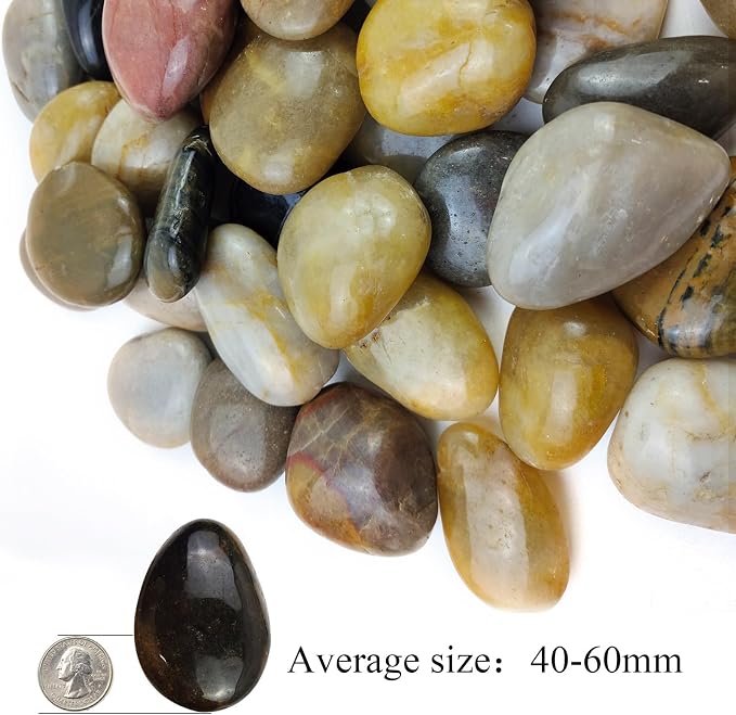 20LB Mixed Color River Rocks - 2-3 inch High Polished Decorative Pebbles, Stones for Landscaping, Natural River Rocks for Outdoor Décor, Plants,Vase Filler,Fish Tank