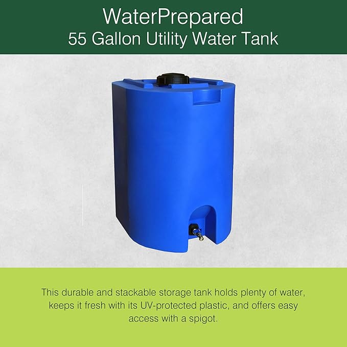 WaterPrepared 3 Pack Water Tank, Rain Barrel Storage, Stackable Drum, 55 Gallon