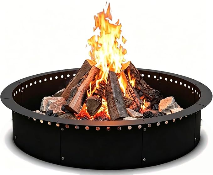 39 Inch Fire Pit for Outside Wood Burning, Heavy Duty Steel Outdoor Firepit with Air Vent Design, Large Rust Resistant Backyard Bonfire Pit for Patio Camping Garden Gatherings