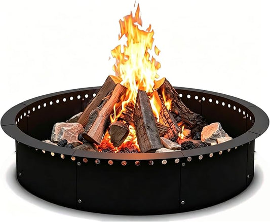 39 Inch Fire Pit for Outside Wood Burning, Heavy Duty Steel Outdoor Firepit with Air Vent Design, Large Rust Resistant Backyard Bonfire Pit for Patio Camping Garden Gatherings
