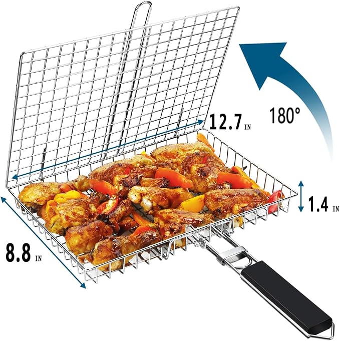 BBQ Grilling Basket - Fish Grill Basket & Rack - Outdoor Accessories
