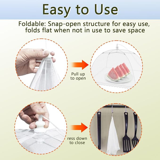 5 PACK Food Covers for Outside Mesh,Picnic Essentials - 17x17in Mesh Food Tent with Net Screen Dome Design to Protect Food - Reusable Portable Cover for Picnic BBQ Backyard Camping Accessories