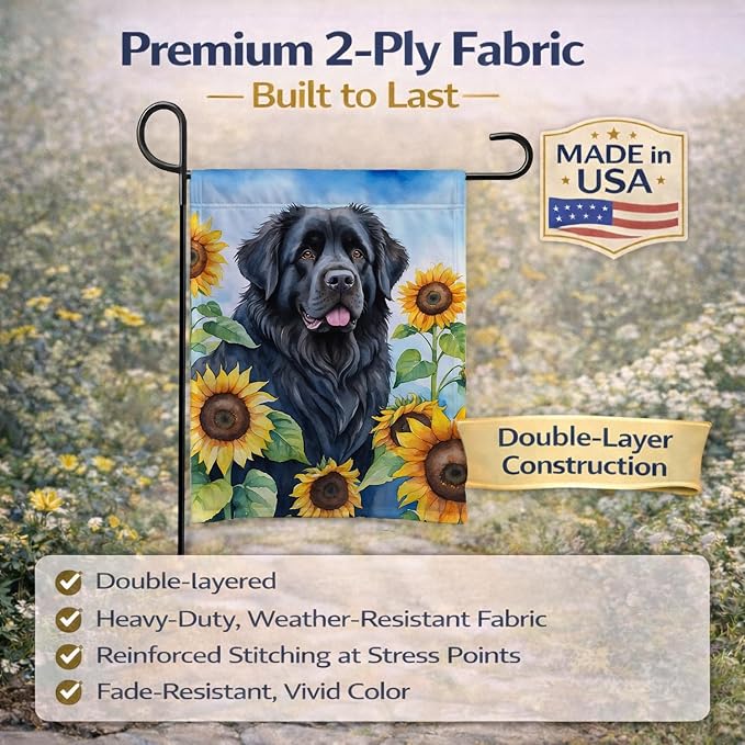 Caroline's Treasures DAC6123GF Newfoundland in Sunflowers Garden Flag Mailbox Flag Decorative Yard Flag Banner Outside Patio Artwork Yard Flower Beds, Garden Size, Multicolor