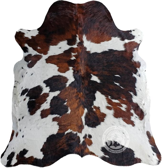 Sunshine Cowhides 100% Genuine Dark Brindle Cowhide Rug - Modern Style Animal Skin Rug & Floor Carpet for Living Room, Bedroom, Kitchen & More - Large (6x6-7ft)