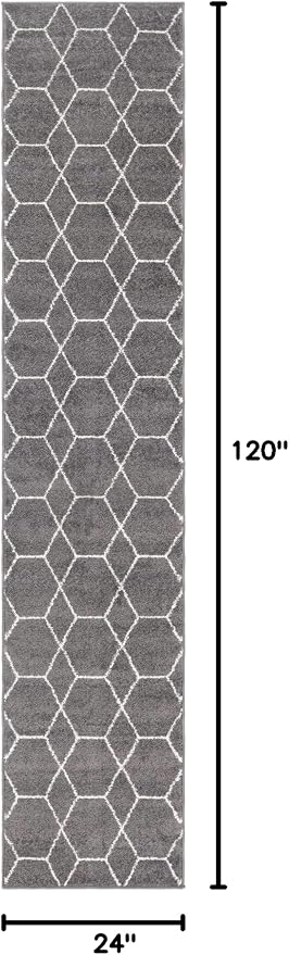 Unique Loom Trellis Frieze Collection Area Rug - Geometric (2' x 10' Runner, Dark Gray/ Ivory)