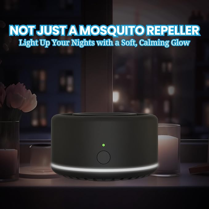 Virine Mosquito Repellent Outdoor Patio, Rechargeable Mosquito Repeller with UL Adapter, Plant-Based Citronella Peppermint Refills, Portable Bug Repellent for Backyard Camping Deck, Night Light