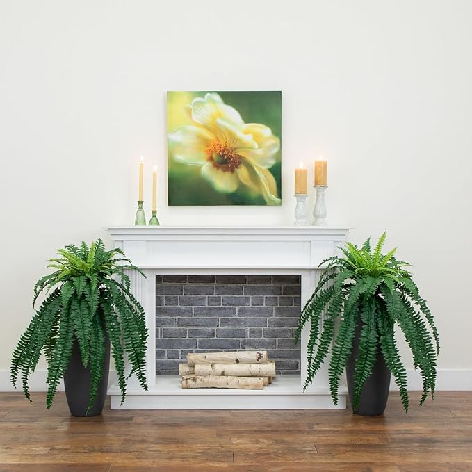 Nearly Natural 40in Boston Fern Artificial Plant, Large Hanging Fake Plant with 50 Long Realistic Fronds, Maintenance-Free Faux Fern for Office and Home Décor (Set of 2)