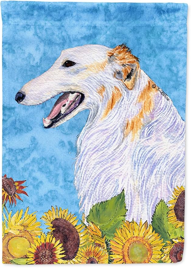 Caroline's Treasures SS4244GF Borzoi in Summer Flowers Garden Flag Mailbox Flag Decorative Yard Flag Banner Outside Patio Artwork Yard Flower Beds, Garden Size, Multicolor