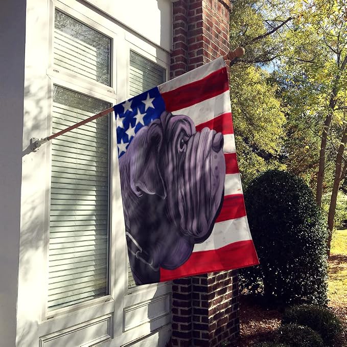 Caroline's Treasures CK6625CHF Neapolitan Mastiff Dog American Flag House Flag Large Porch Sleeve Pole Decorative Outside Yard Banner Artwork Wall Hanging, Polyester, House Size, Multicolor