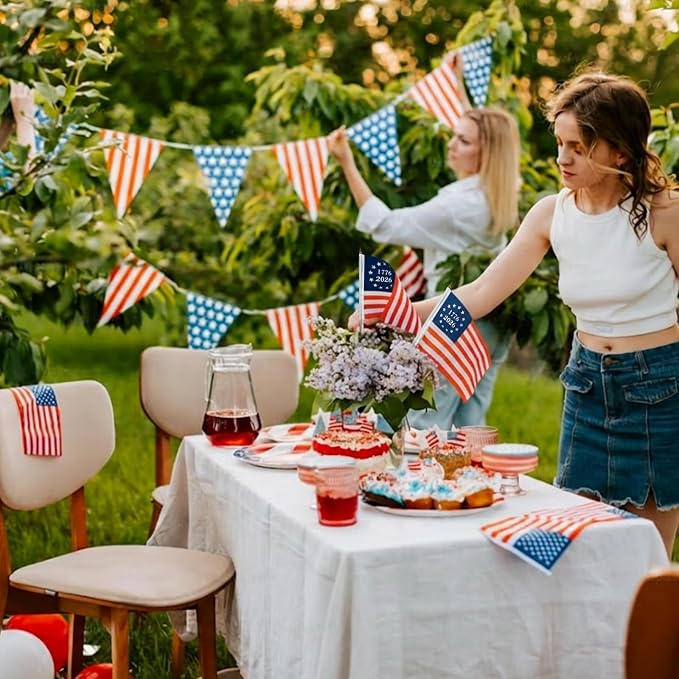 1776 2026 Small American Flag 12x18 Inch on Stick for Outside Yard and Garden, 12 Pack Betsy Ross US Hand Held Flags for 250th Anniversary July 4th Decorations