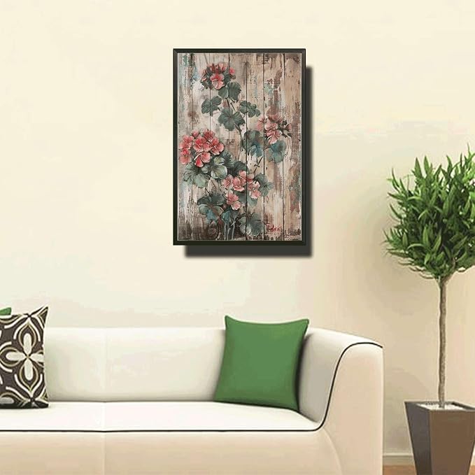 Metal Sign Tin Sign Vintage Wall Art Shabby Chic Pelargonium Tin Sign for Rustic Plant Lovers Vintage Aesthetics and Easy Installation Funny Sign for Room 6×8 Inches with Metal Frame