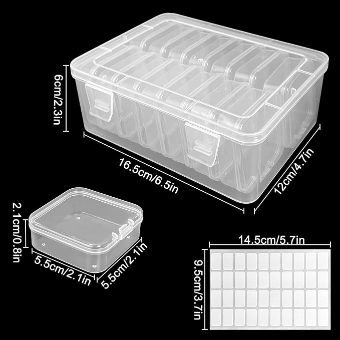 Guyuyii 15 Clear Plastic Bead Storage Containers with Hinged Lids & Labels | for Craft Supplies, Diamond Painting, Jewelry Making | Compatible with Beads, Earrings, Nail Art, Seeds, DIY Bracelet