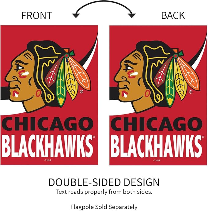 NHL Chicago Blackhawks House Flag, 28 x 44, Double Sided Garden Flags for Outside, Outdoor Flags & Banners for Gardens Patio, Indoor Wall Decor Flag for Room