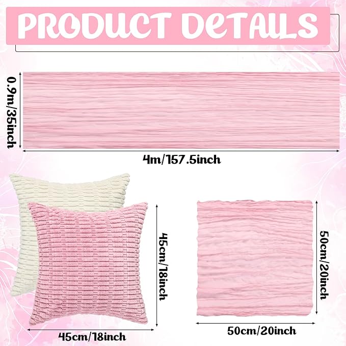 Beeveer 28 Pcs Picnic Kit 91x71 Extra Large Outdoor 2 Boho Picnic Blanket with 2 Pink Table Runner, 12 Throw Pillow Cover 12 Napkin Woven Cotton Yarn Oversize Washable Beach Blanket for Camp Wedding