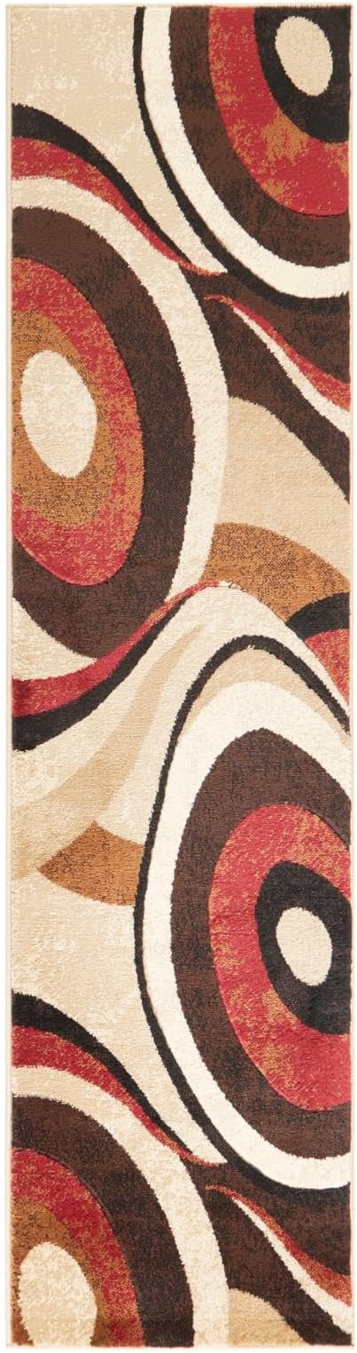 Home Dynamix Tribeca Slade Modern Runner Rug, Abstract Brown/Red 26"x12'