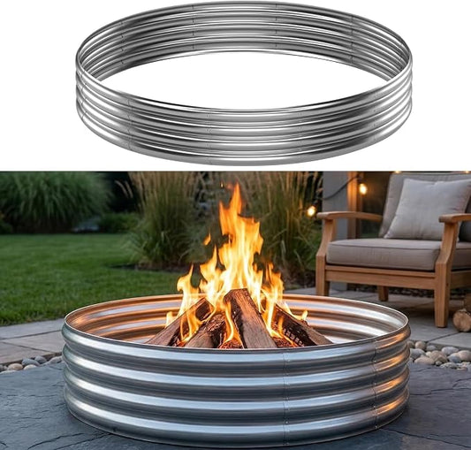 Fire Pit Ring for Outside Wood Burning, 60in Outdoor Fire Pit, Heavy Duty Steel Burn Pit for Backyard, Camping, Bonfire, Modern Style Large Metal Fire Pit Ring