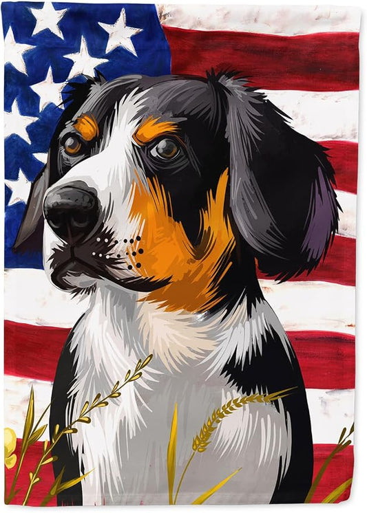 Caroline's Treasures CK6516CHF Entlebucher Mountain Dog American Flag House Flag Large Porch Sleeve Pole Decorative Outside Yard Banner Artwork Wall Hanging, Polyester, House Size, Multicolor