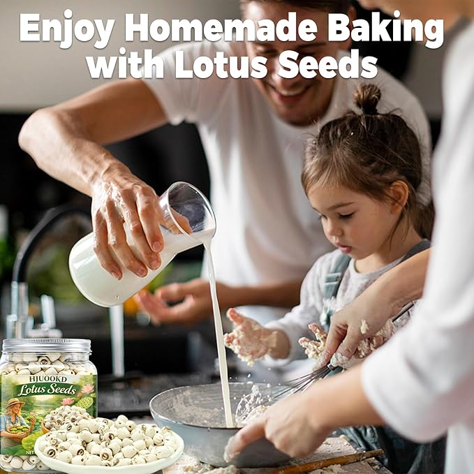 15oz Natural Dried Lotus Seeds, 425g Pure White Lotus Seed, Peeled & De-cored, Perfect for Herbal Tea, Porridge, Soup, Cooking & Baking