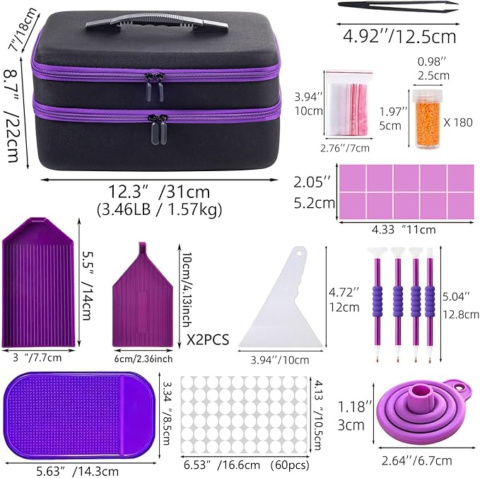 LEIYULY 180 Slots Storage Container for Diamond Art Kits with Diamond Art pens Tools and Portable Bead Storage Boxes
