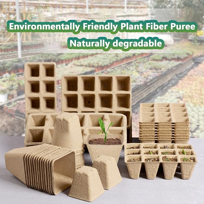 120 Cells Seed Starter Tray, 10 Pack Plant Starter Kit | Biodegradable Germination Seed Starter Kit with 100 Labels for Seedlings, Indoor and Outdoor Gardening and Seed Starting