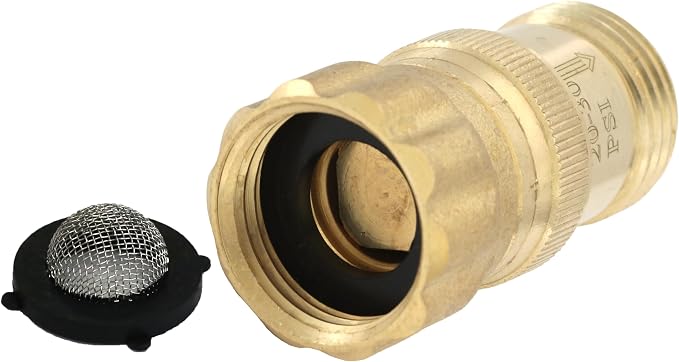 Heavy Duty 25 psi Water Pressure Regulator 3/4 inch Hose Thread Drip Irrigation System Pressure Reducer, Lead-Free Brass (With Regular and Screen O-Rings, 1, Count)