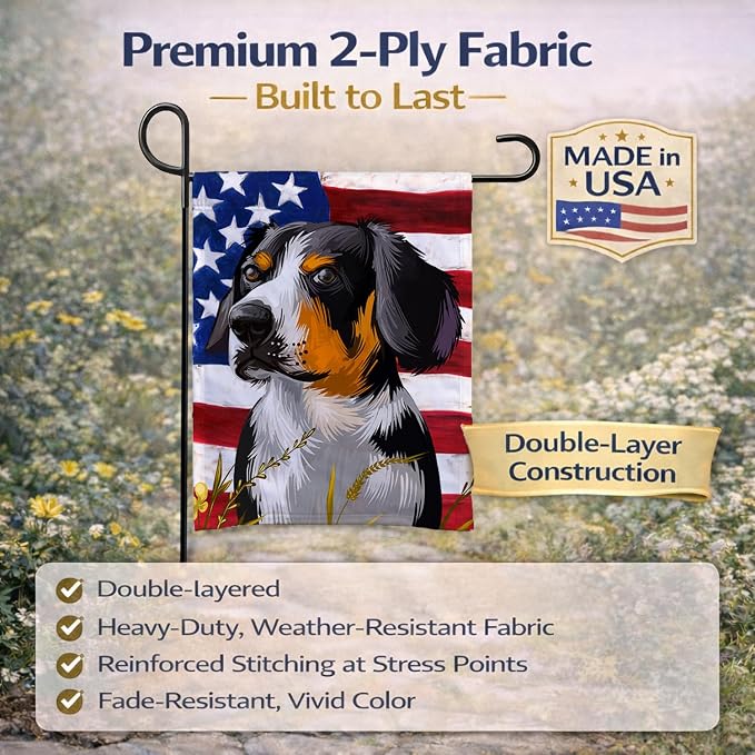Caroline's Treasures CK6516GF Entlebucher Mountain Dog American Flag Garden Flag Mailbox Flag Decorative Yard Flag Banner Outside Patio Artwork Yard Flower Beds, Garden Size, Multicolor