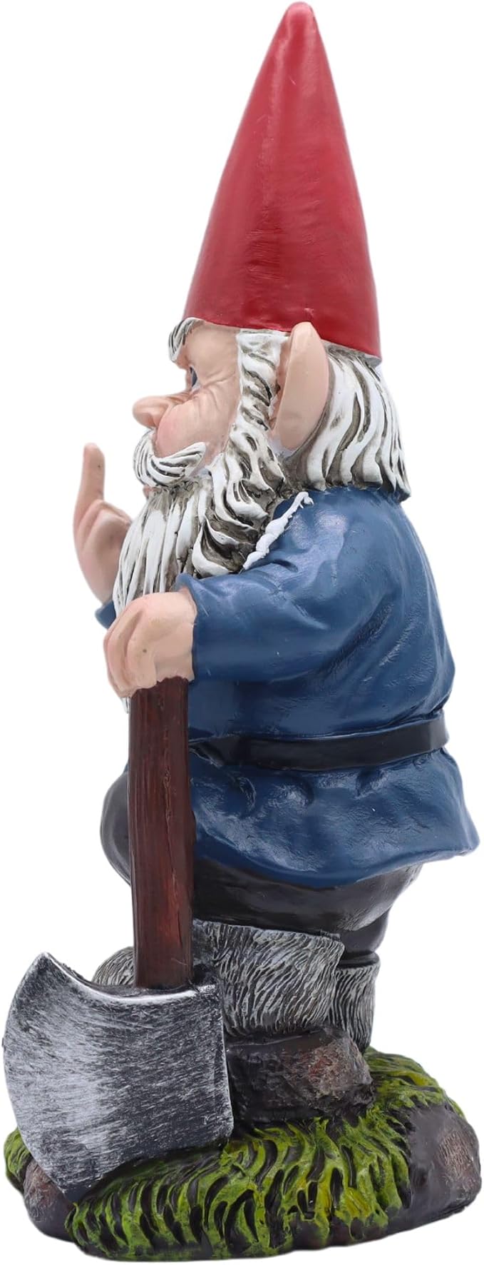 Candy Creations On Cloud 9 Angry Garden Gnome with a Shovel Holding Up Middle Finger, Outdoor Decor, Funny Statue