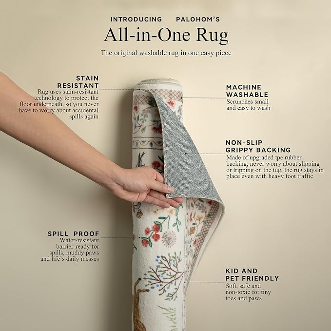 Machine Washable Kitchen Runner Rugs: 2'x10' Hallway Runner Non Slip Low Pile Stain Resistant Soft Indoor Carpet Runners for Hallways Entryway Kitchen Laundry Room Beside Farmhouse